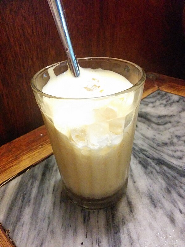 A glass of cà phê trứng (egg coffee) at Café Giảng in Hanoi